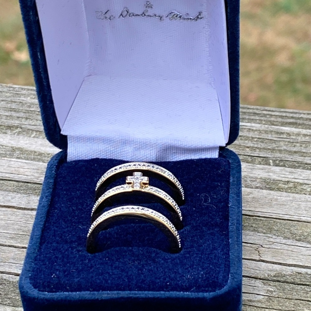 Danbury Mint Stackable Diamond Ring Set Cross Tri… - image 3